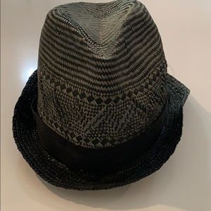 Grace Hats Black Straw Fedora Style Hat